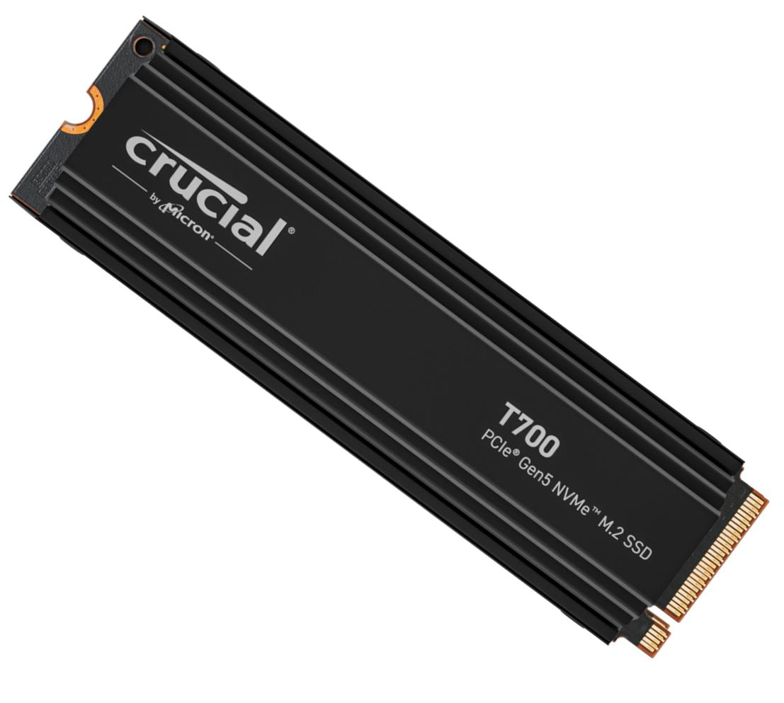 Crucial T700 1TB Gen5 NVMe SSD Heatsink - 11700/9500 MB/s R/W 600TBW 1500K IOPs 1.5M hrs MTTF with DirectStorage for Intel 13th Gen & AMD Ryzen 7000 Crucial T700 1TB Gen5 NVMe SSD Heatsink - 11700/9500 MB/s R/W 600TBW 1500K IOPs 1.5M hrs MTTF with DirectStorage for Intel 13th Gen & AMD Ryzen 7000
